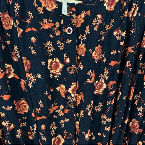 FREE PEOPLE ‘Flower Fields’ Boho Mini Dress, Black/Orange Floral, Size Small - Picture 5 of 16